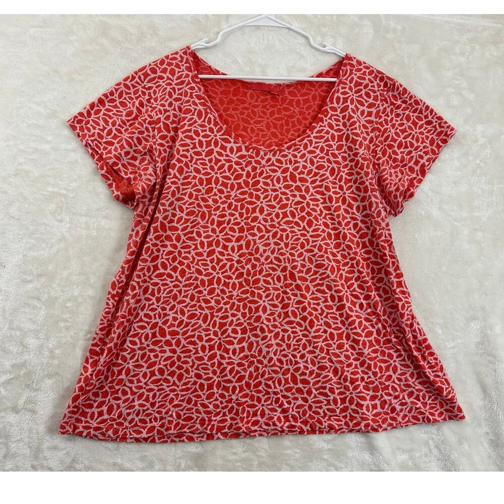 Fresh Produce Orange Print Lightweight Top 2X Summer Abstract